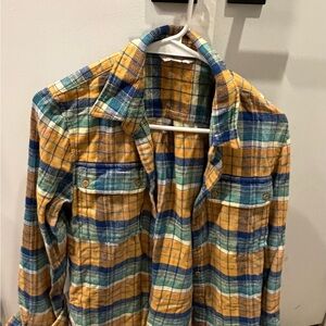 L.L. Bean Yellow and Blue Plaid Shirt